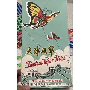 Vintage Tientsin Paper Kite Tianjin Bamboo Hand Painted  Butterfly Rep Of China